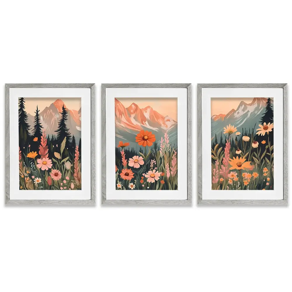 Mountain Florals Framed Art Print Trio Mountain Florals Framed Art Print Trio wall art product IAmHomeStudio