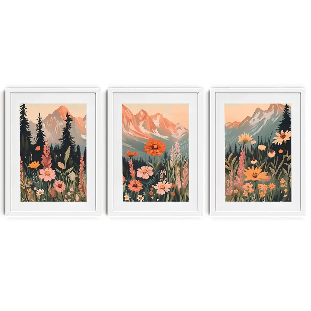 Mountain Florals Framed Art Print Trio Mountain Florals Framed Art Print Trio wall art product IAmHomeStudio