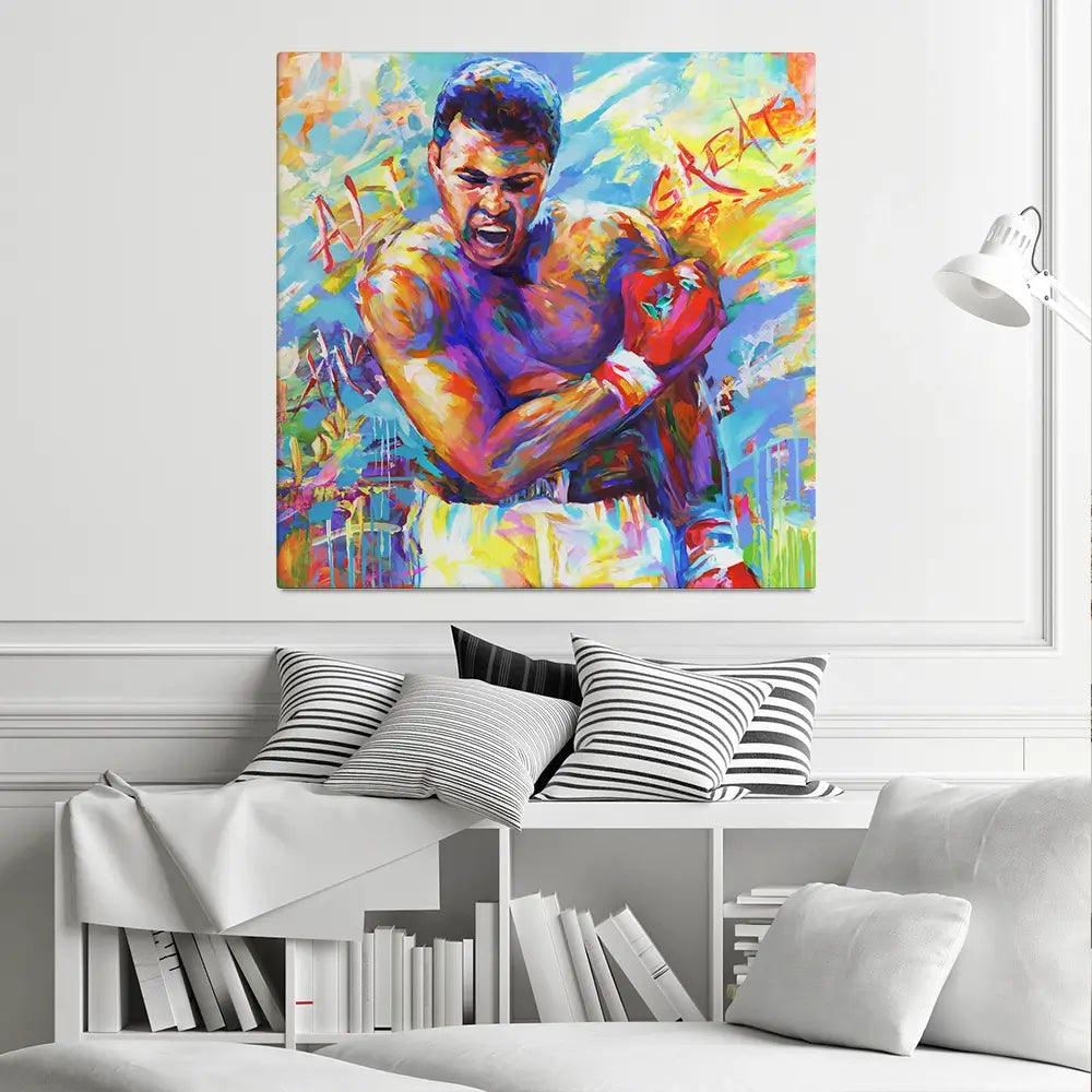 Muhammad Ali Square Canvas Print Muhammad Ali Square Canvas Print wall art product Leon Devenice