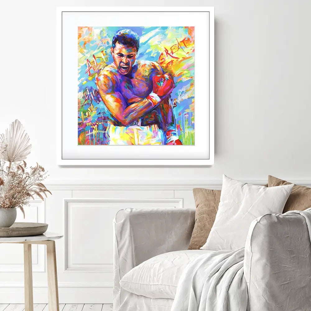 Muhammad Ali Square Framed Art Print Muhammad Ali Square Framed Art Print wall art product Leon Devenice