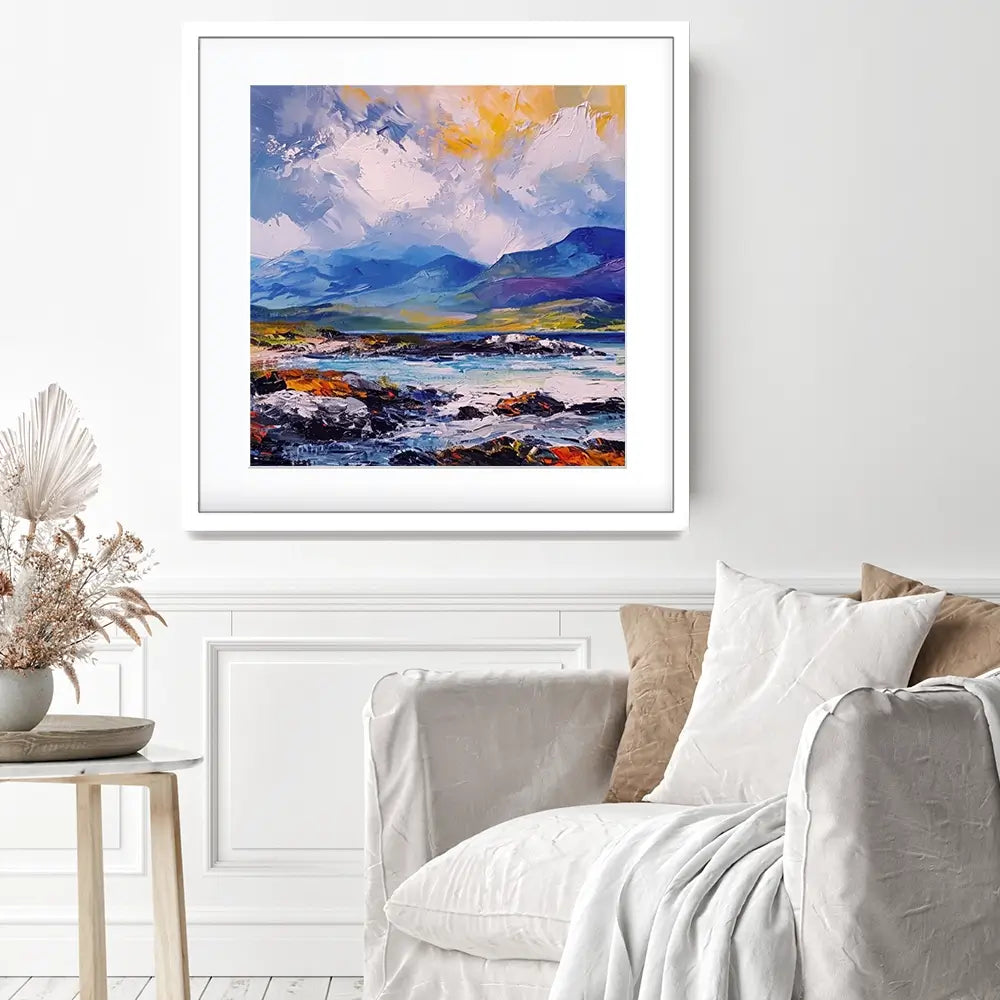 Mull Mountains Square Framed Art Print Mull Mountains Square Framed Art Print wall art product Art Print Shop