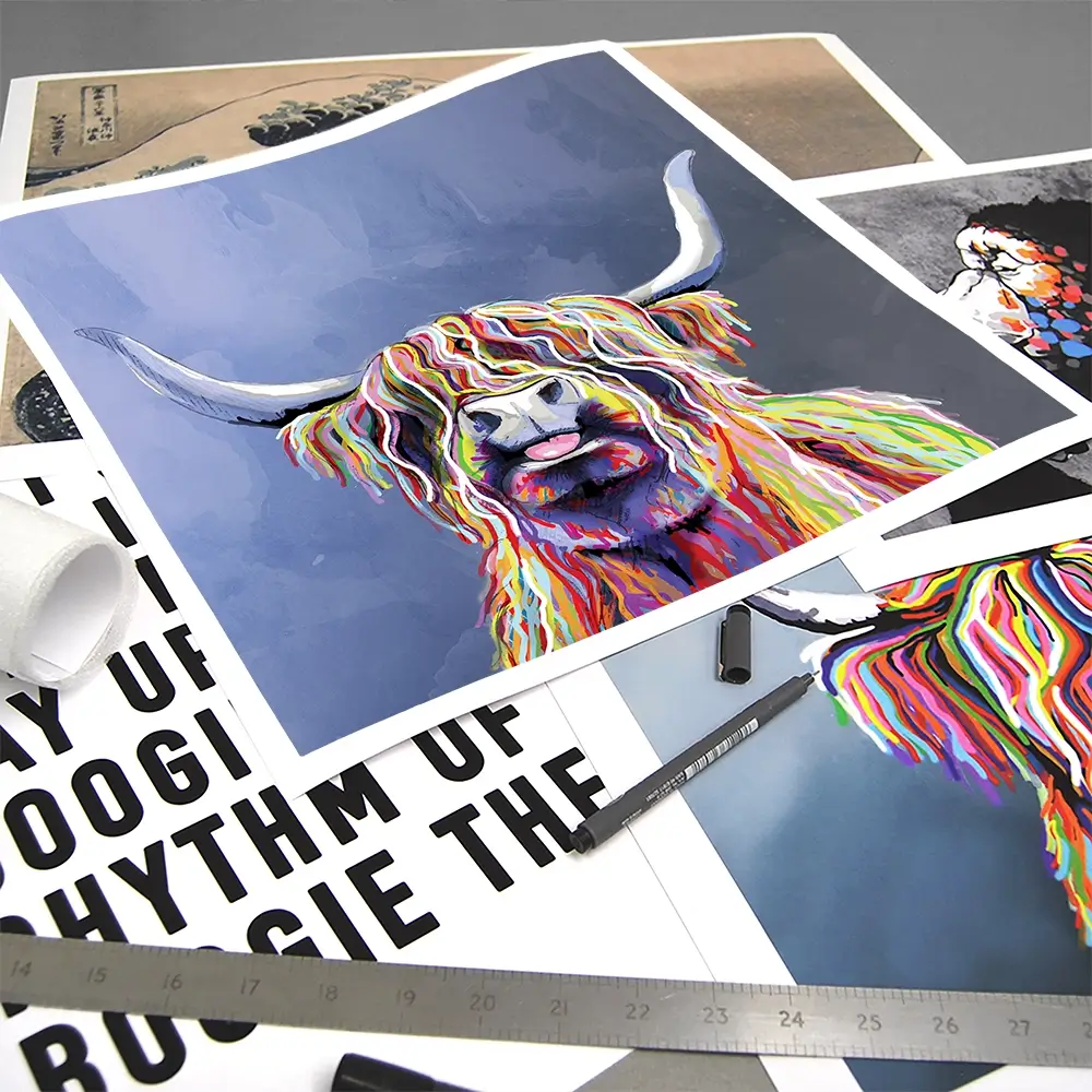 Multicolour Highland Cow Square Art Print Multicolour Highland Cow Square Art Print wall art product Independent