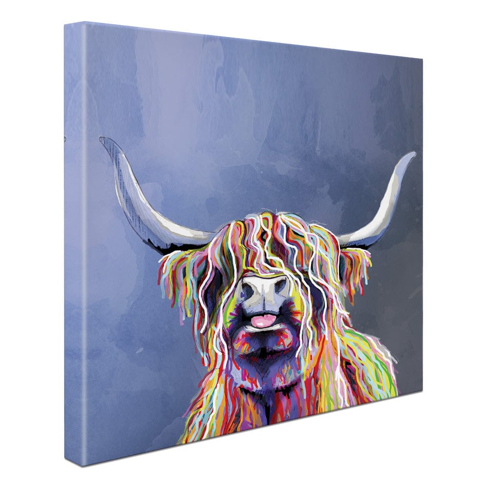 Multicolour Highland Cow Square Canvas Print wall art product Independent