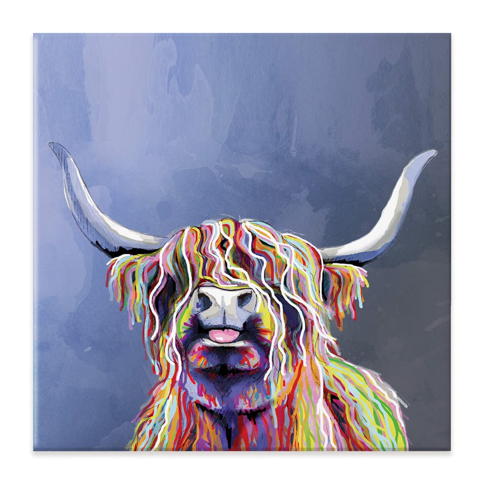 Multicolour Highland Cow Square Canvas Print wall art product Independent