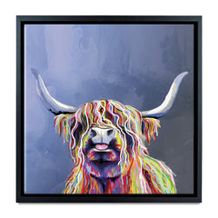 Multicolour Highland Cow Square Canvas Print wall art product Independent