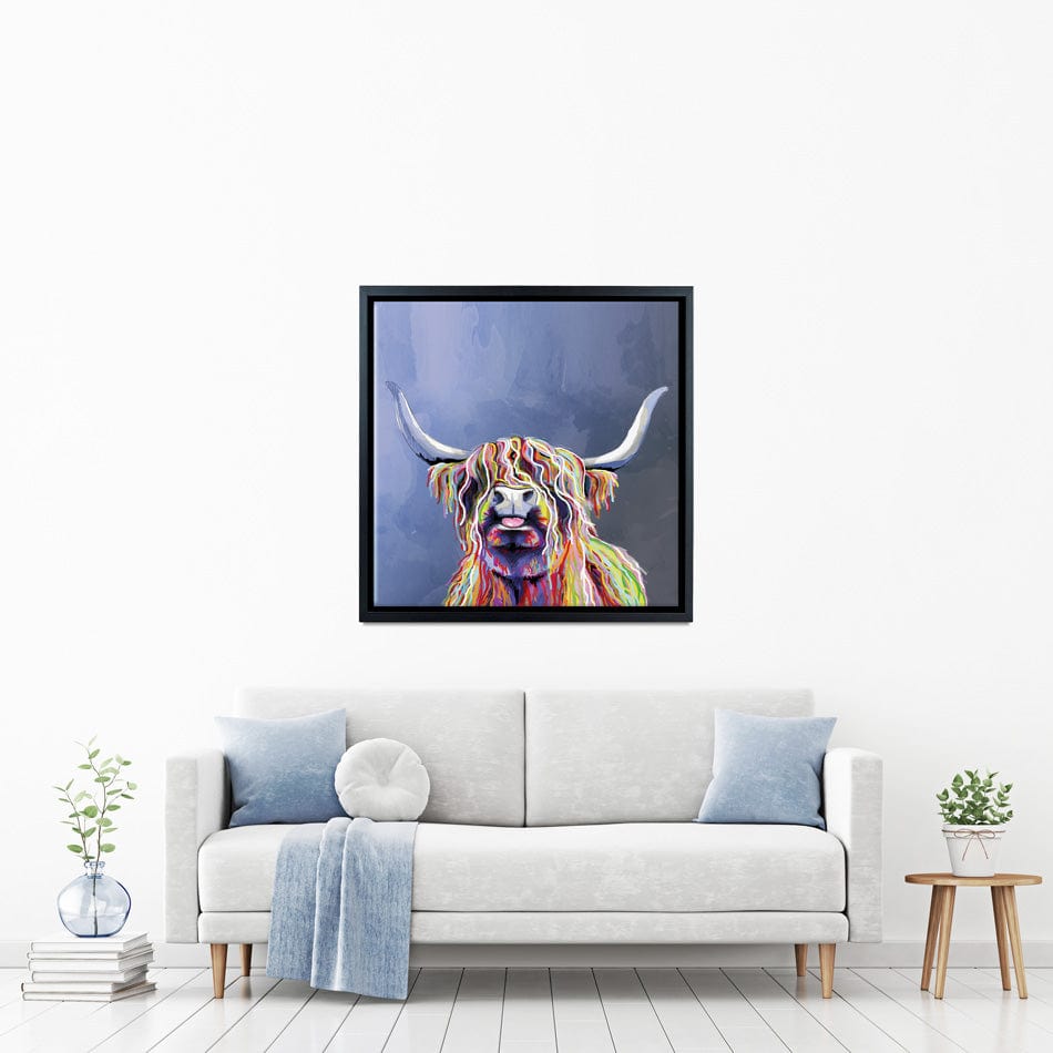 Multicolour Highland Cow Square Canvas Print wall art product Independent