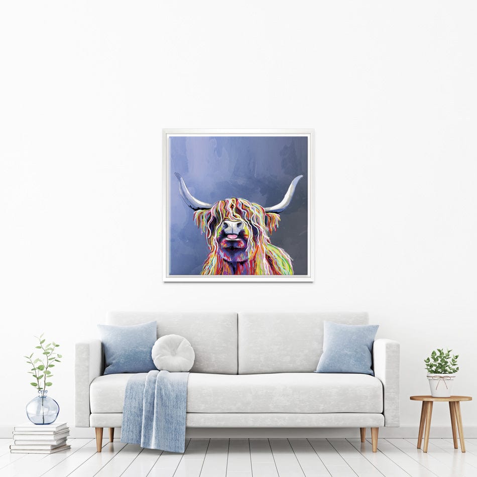 Multicolour Highland Cow Square Canvas Print wall art product Independent