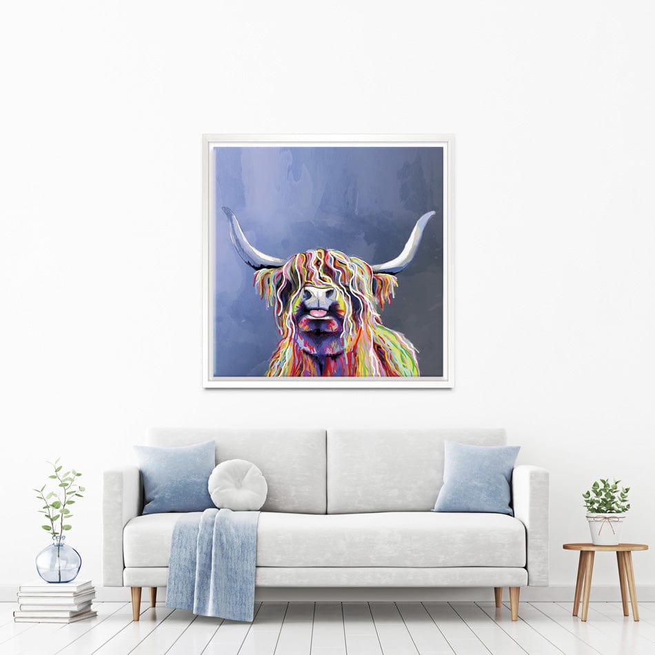 Multicolour Highland Cow Square Canvas Print wall art product Independent