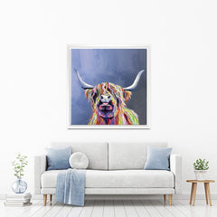 Multicolour Highland Cow Square Canvas Print wall art product Independent