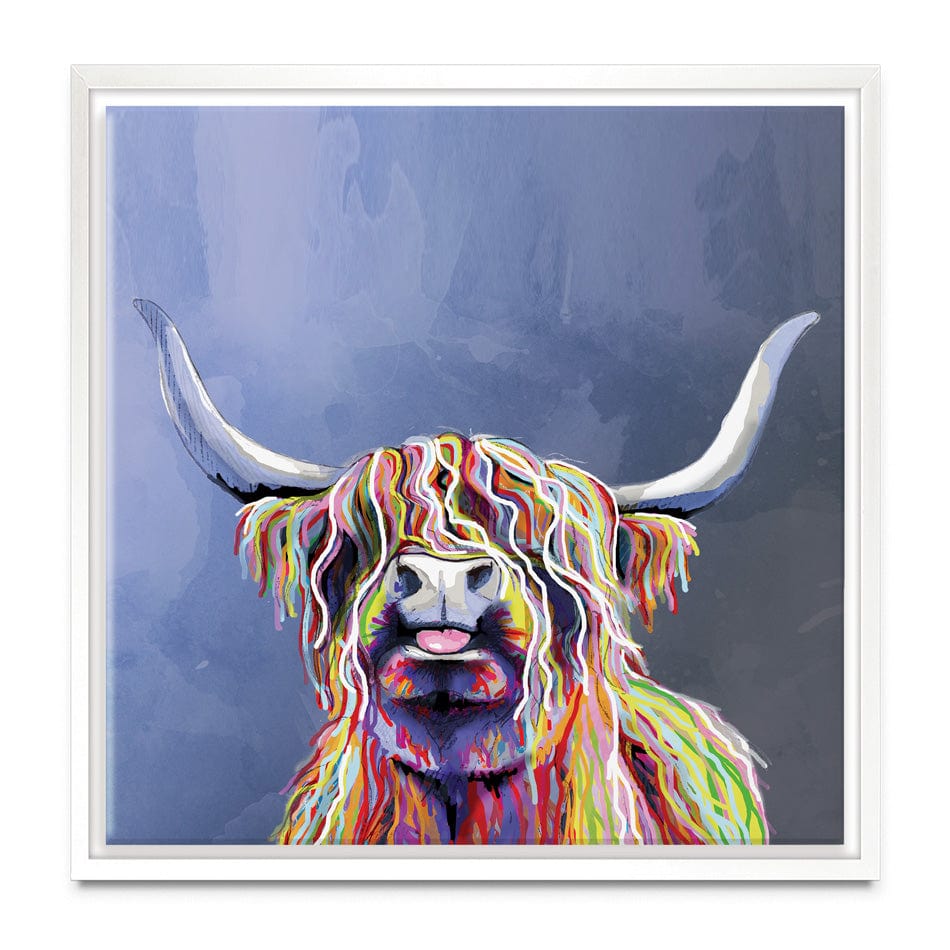 Multicolour Highland Cow Square Canvas Print wall art product Independent