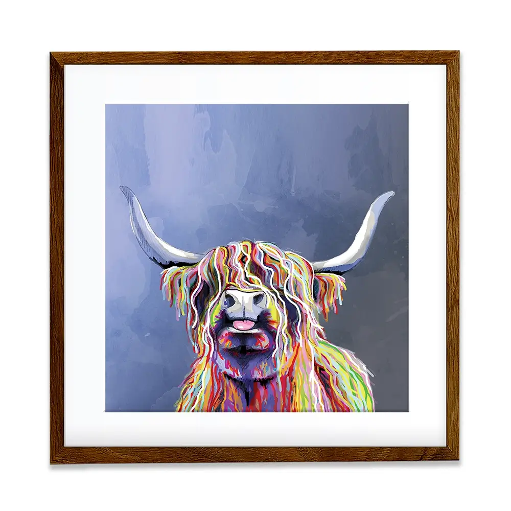 Multicolour Highland Cow Square Framed Art Print Multicolour Highland Cow Square Framed Art Print wall art product Independent