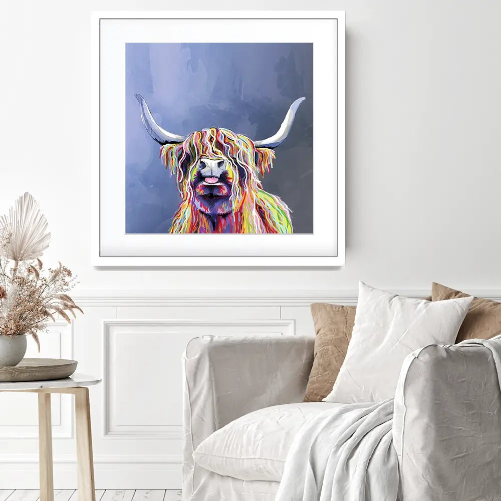 Multicolour Highland Cow Square Framed Art Print Multicolour Highland Cow Square Framed Art Print wall art product Independent