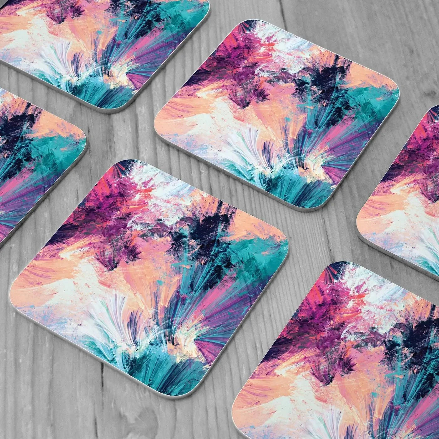 Multicoloured Abstract Coaster Set Multicoloured Abstract Coaster Set wall art product Excellent backgrounds / Shutterstock