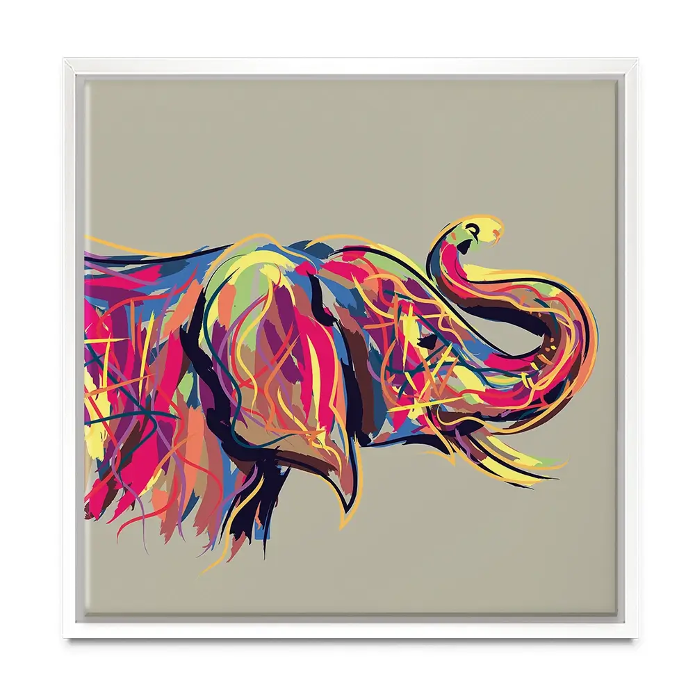 Multicoloured Elephant Square Canvas Print Multicoloured Elephant Square Canvas Print wall art product PrathapGopal / Shutterstock