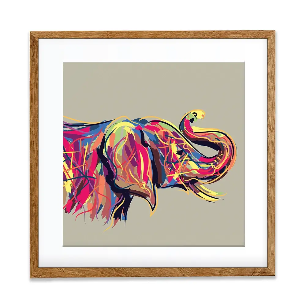Multicoloured Elephant Square Framed Art Print Multicoloured Elephant Square Framed Art Print wall art product Art Print Shop