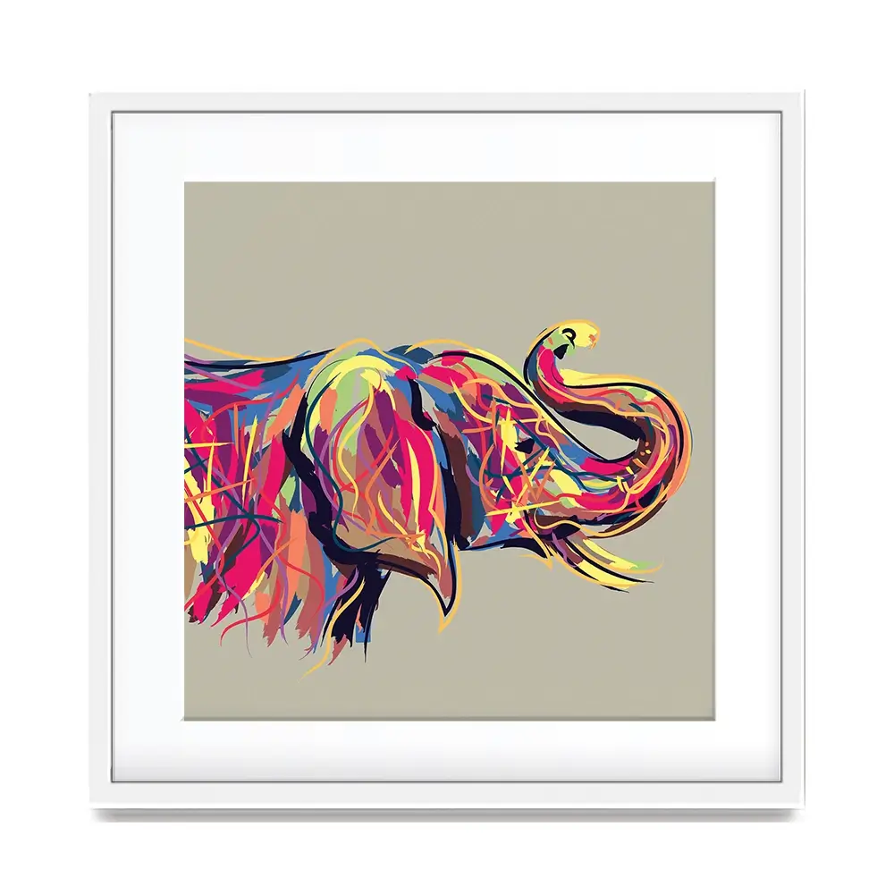 Multicoloured Elephant Square Framed Art Print Multicoloured Elephant Square Framed Art Print wall art product Art Print Shop