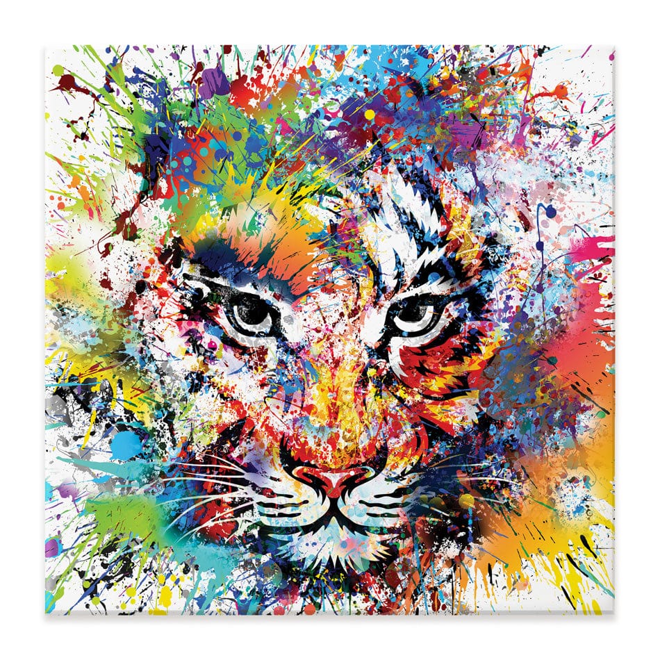Multicoloured Tiger Paint Splash Square Canvas Print wall art product ARTEMENKO VALENTYN / Shutterstock