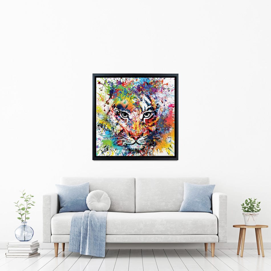 Multicoloured Tiger Paint Splash Square Canvas Print wall art product ARTEMENKO VALENTYN / Shutterstock