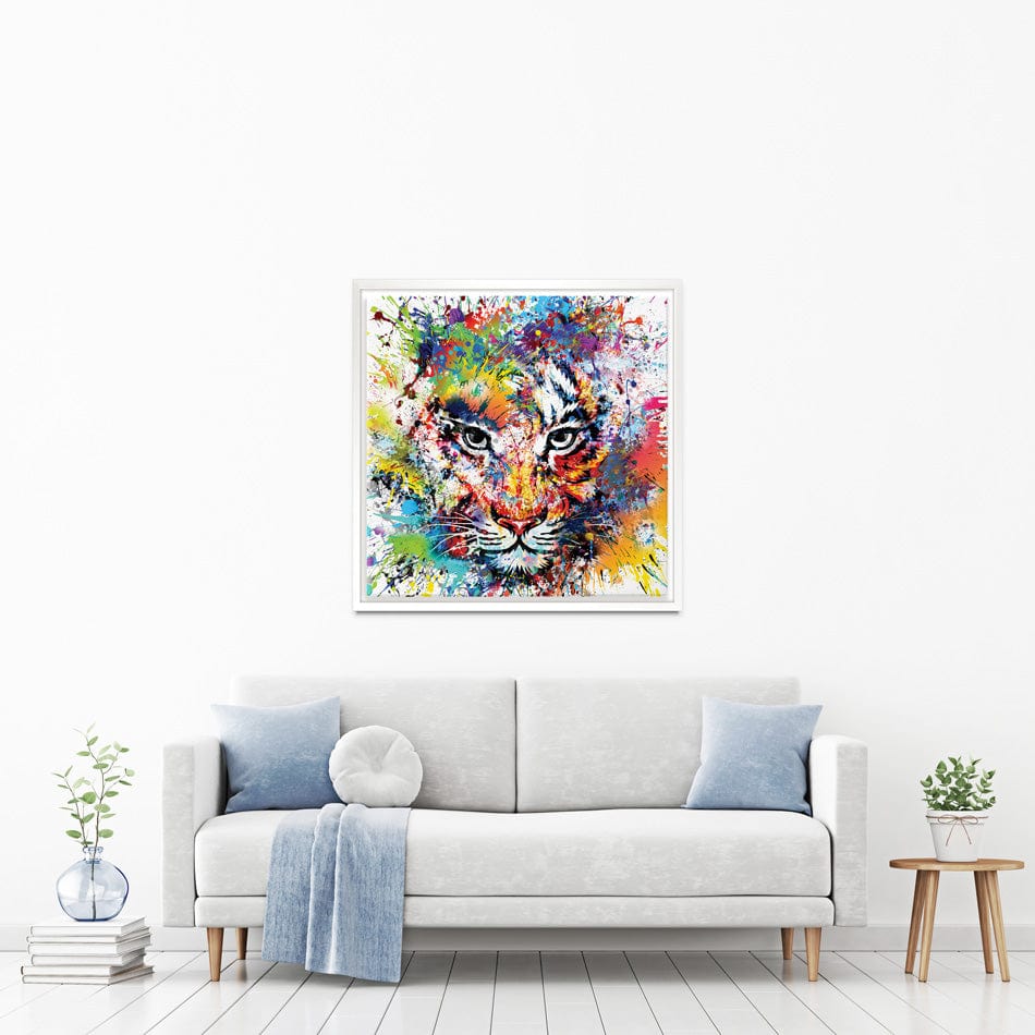 Multicoloured Tiger Paint Splash Square Canvas Print wall art product ARTEMENKO VALENTYN / Shutterstock