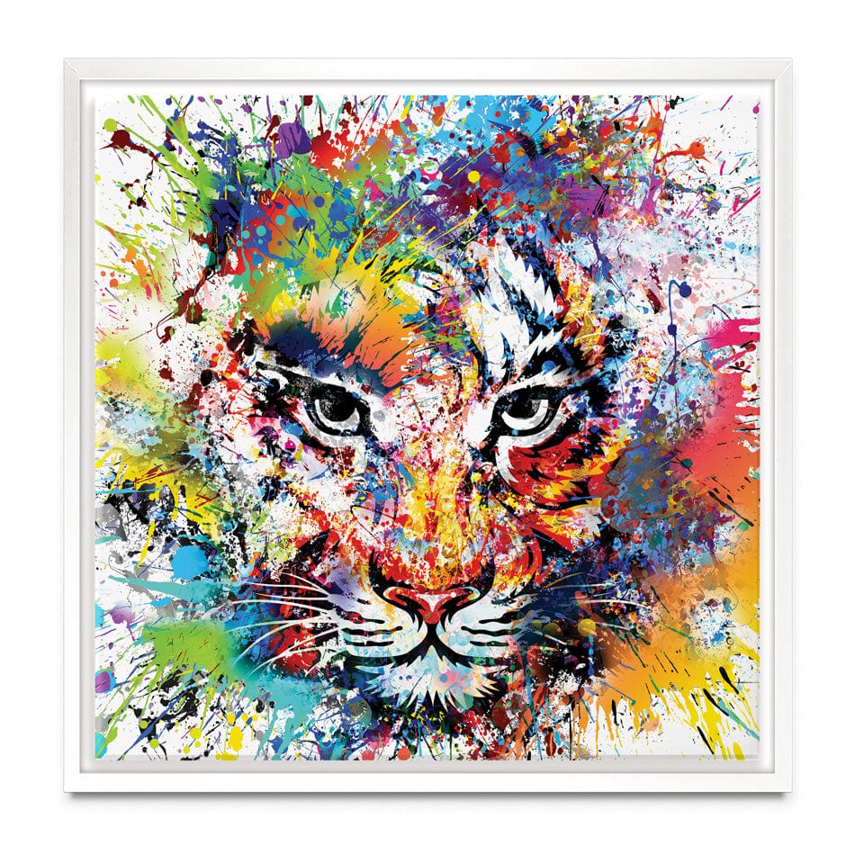 Multicoloured Tiger Paint Splash Square Canvas Print wall art product ARTEMENKO VALENTYN / Shutterstock