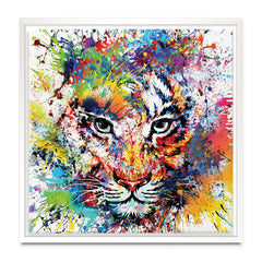 Multicoloured Tiger Paint Splash Square Canvas Print wall art product ARTEMENKO VALENTYN / Shutterstock