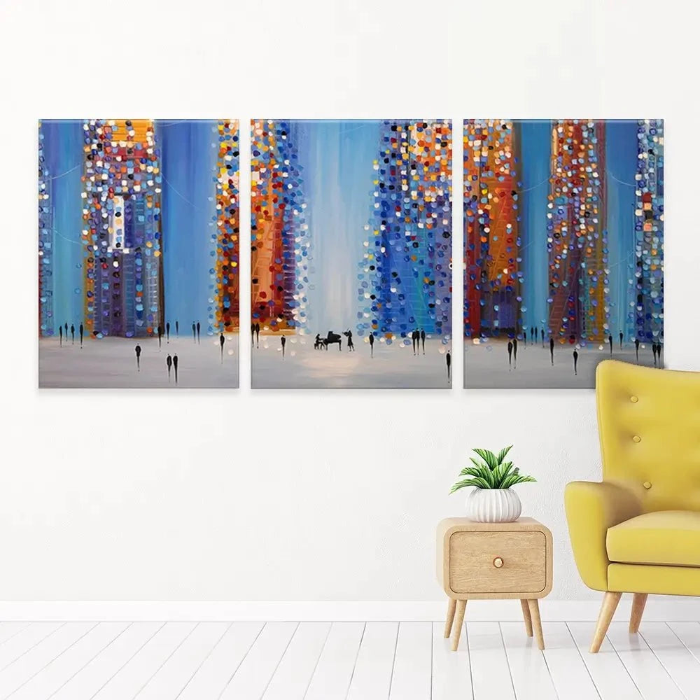 Music In The City Trio Canvas Print Music In The City Trio Canvas Print | Triptych canvas Art wall art product Ekaterina Ermilkina