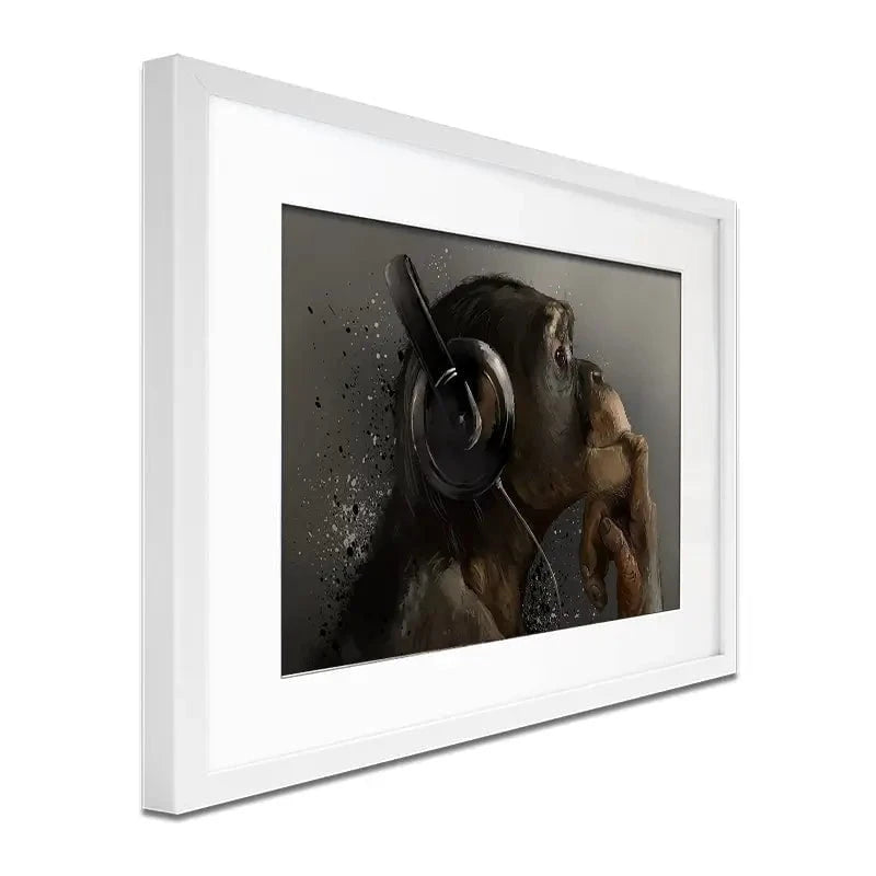 Musical Chimpanzee Framed Art Print Musical Chimpanzee Framed Art Print wall art product Lorri Kajenna / Shutterstock