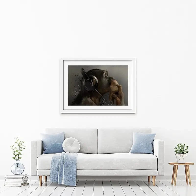 Musical Chimpanzee Framed Art Print Musical Chimpanzee Framed Art Print wall art product Lorri Kajenna / Shutterstock