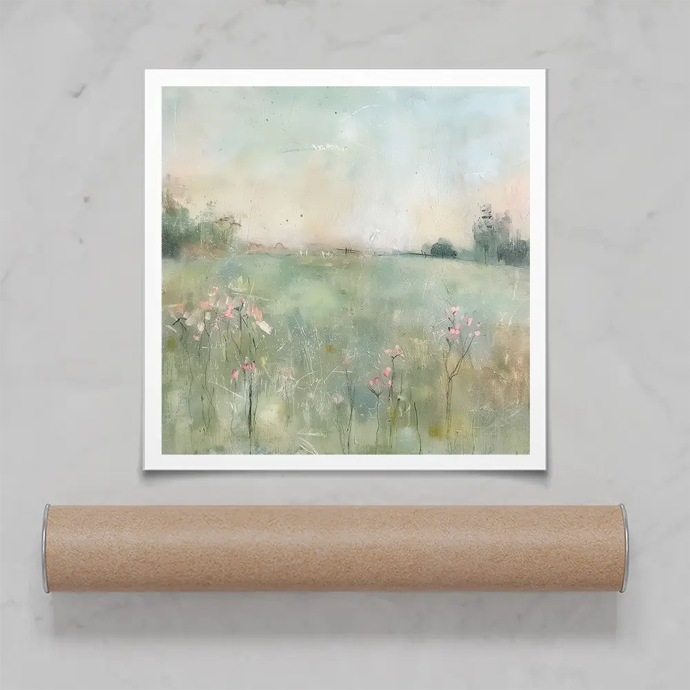 Muted Spring Landscape 2 Square Art Print Muted Spring Landscape 2 Square Art Print wall art product Art Print Shop