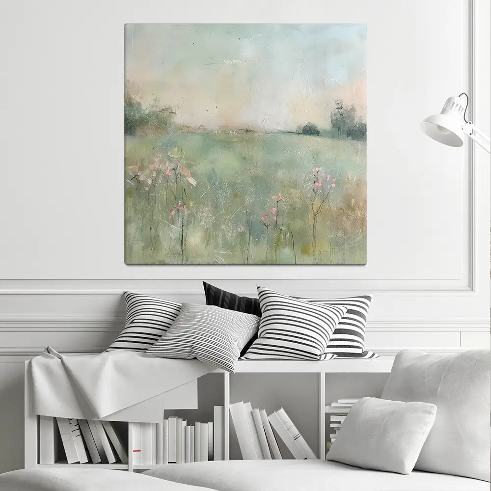 Muted Spring Landscape 2 Square Canvas Print Muted Spring Landscape 2 Square Canvas Print wall art product Art Print Shop
