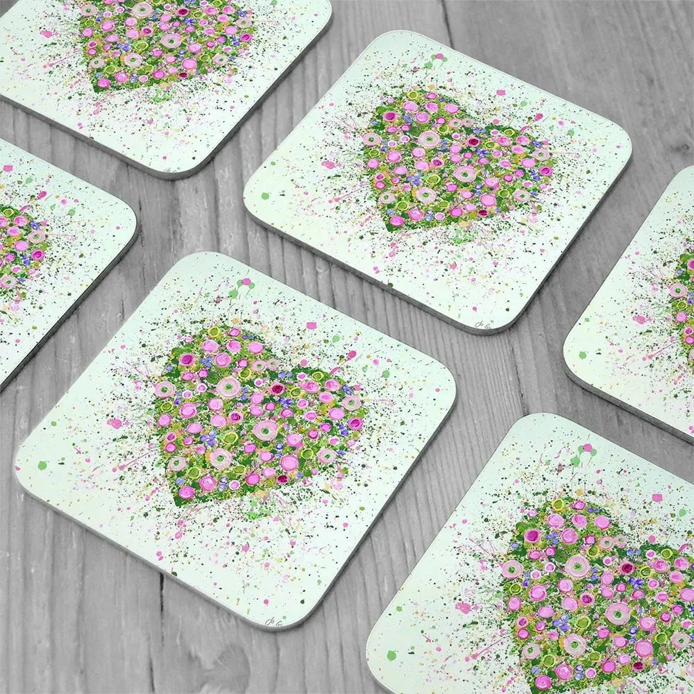 My Heart Blooms For You Coaster Set Rainbow Soul Tree Coaster Set | Rainbow Soul Tree Art Coasters wall art product Jo Gough