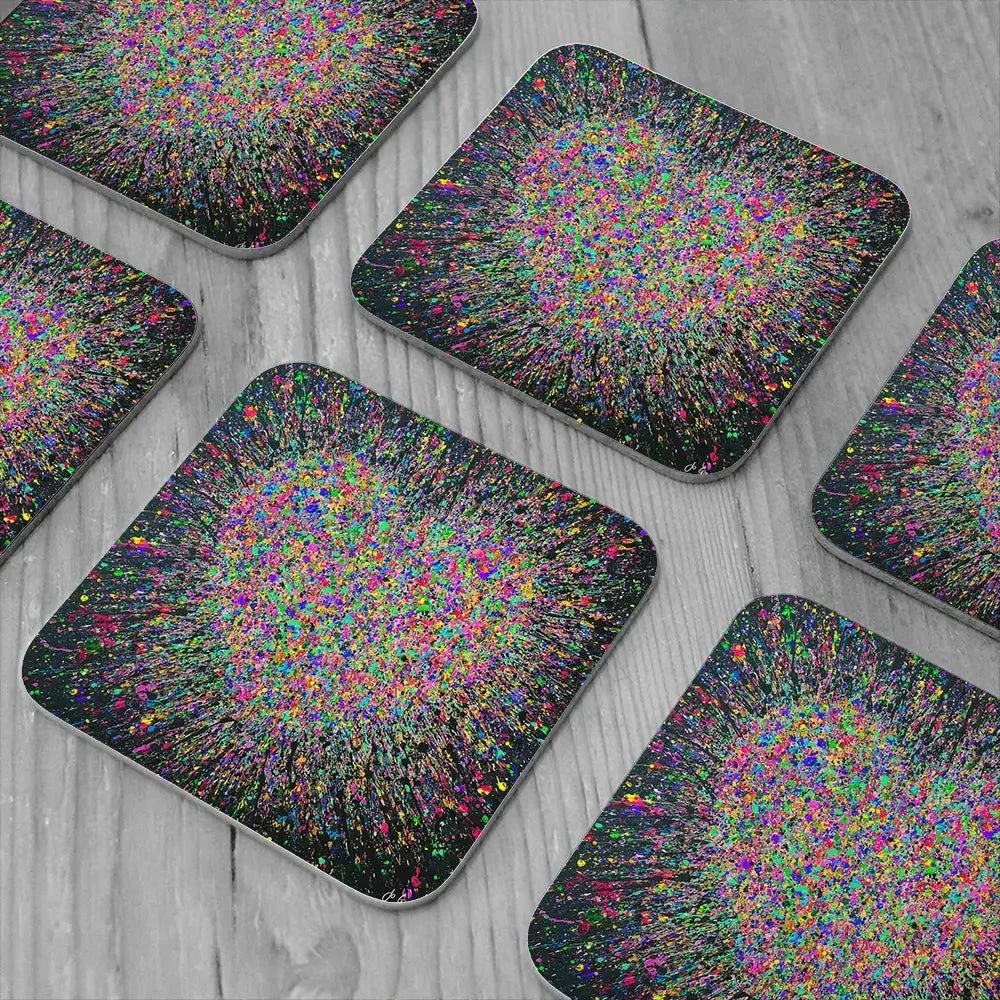 My Heart Is Bursting With Love Coaster Set Rainbow Soul Tree Coaster Set | Rainbow Soul Tree Art Coasters wall art product Jo Gough