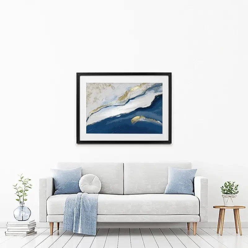 Navy And White Framed Art Print Navy And White Framed Art Print wall art product Muzi pear studio / Shutterstock