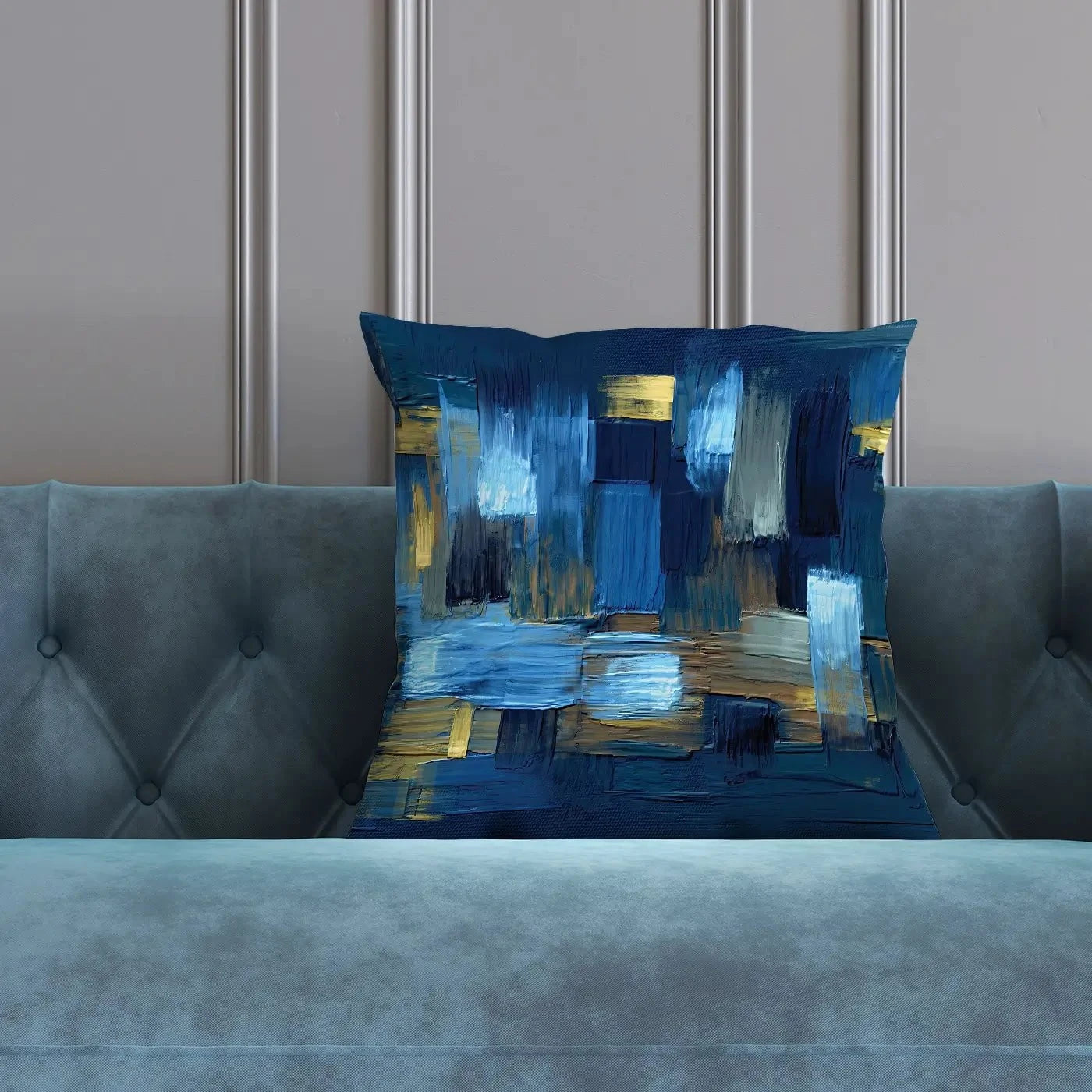 Navy Brush Strokes Cushion Navy Brush Strokes Cushion wall art product artGALINI at pm.me / Shutterstock