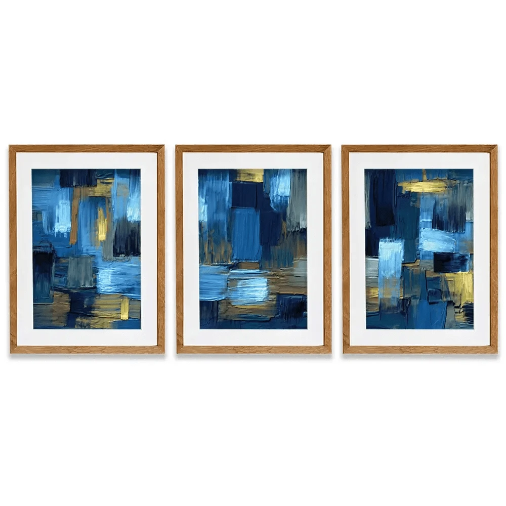 Navy Brush Strokes Framed Art Print Trio Navy Brush Strokes Framed Art Print Trio wall art product artGALINI at pm.me / Shutterstock