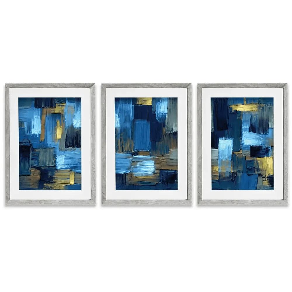 Navy Brush Strokes Framed Art Print Trio Navy Brush Strokes Framed Art Print Trio wall art product artGALINI at pm.me / Shutterstock