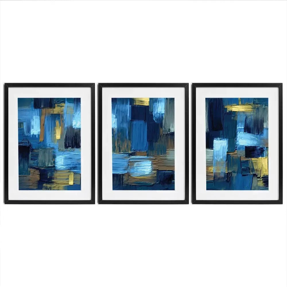 Navy Brush Strokes Framed Art Print Trio Navy Brush Strokes Framed Art Print Trio wall art product artGALINI at pm.me / Shutterstock