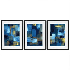 Navy Brush Strokes Framed Art Print Trio Navy Brush Strokes Framed Art Print Trio wall art product artGALINI at pm.me / Shutterstock