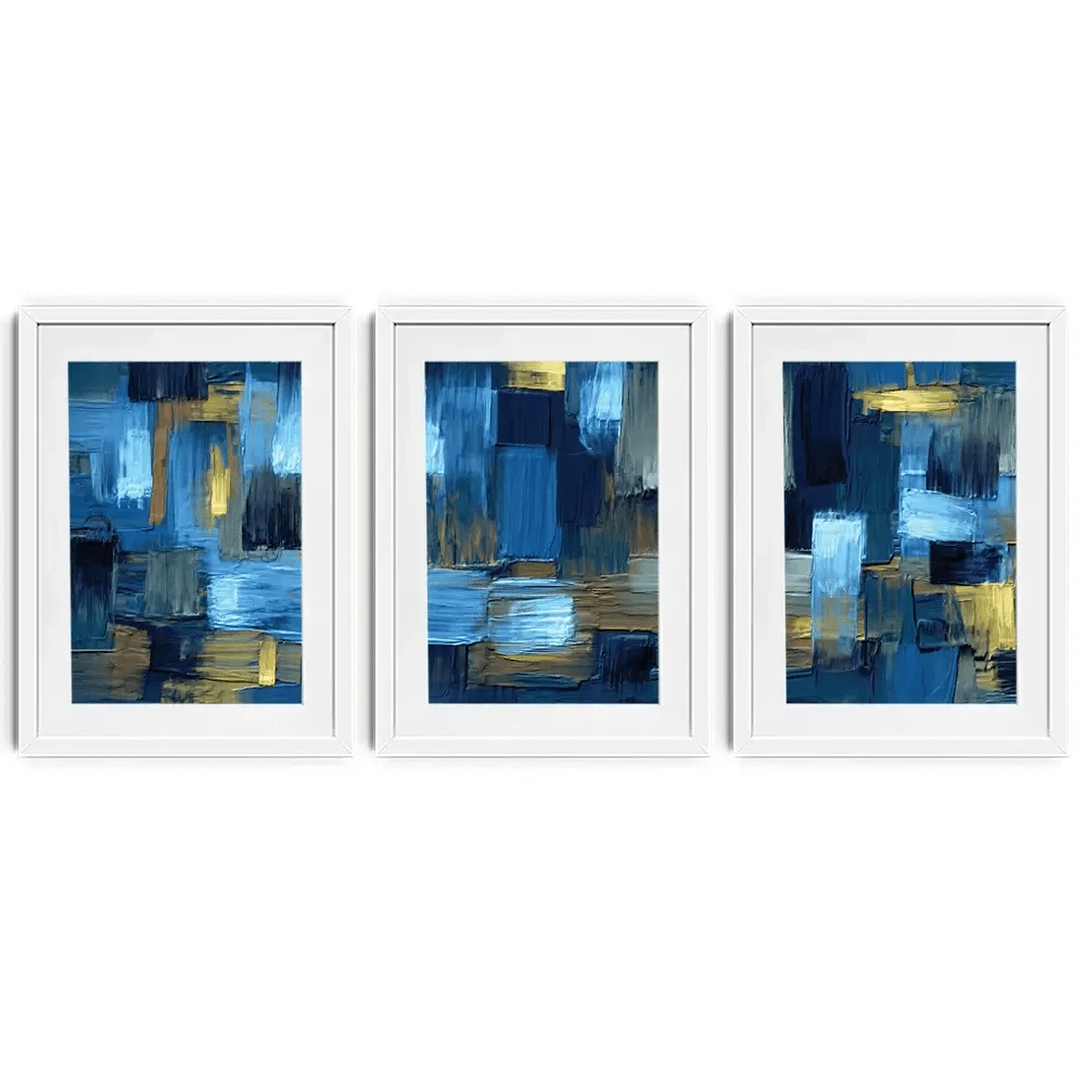 Navy Brush Strokes Framed Art Print Trio Navy Brush Strokes Framed Art Print Trio wall art product artGALINI at pm.me / Shutterstock