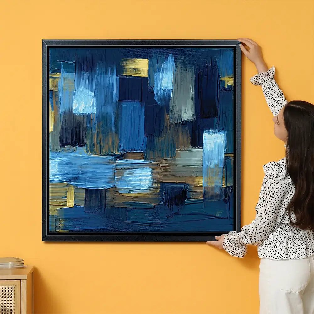 Navy Brush Strokes Oversized Canvas Print Navy Brush Strokes Oversized Canvas Print wall art product Art Print Shop