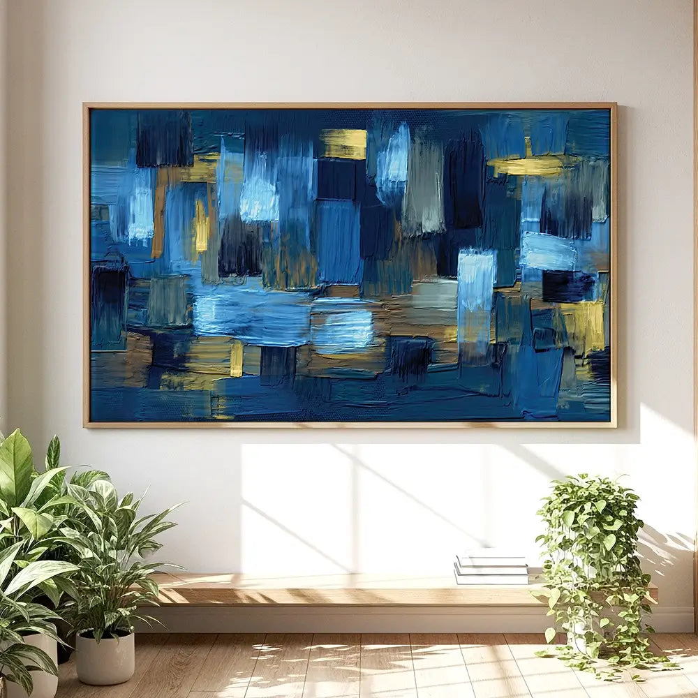 Navy Brush Strokes Oversized Canvas Print Navy Brush Strokes Oversized Canvas Print wall art product Art Print Shop