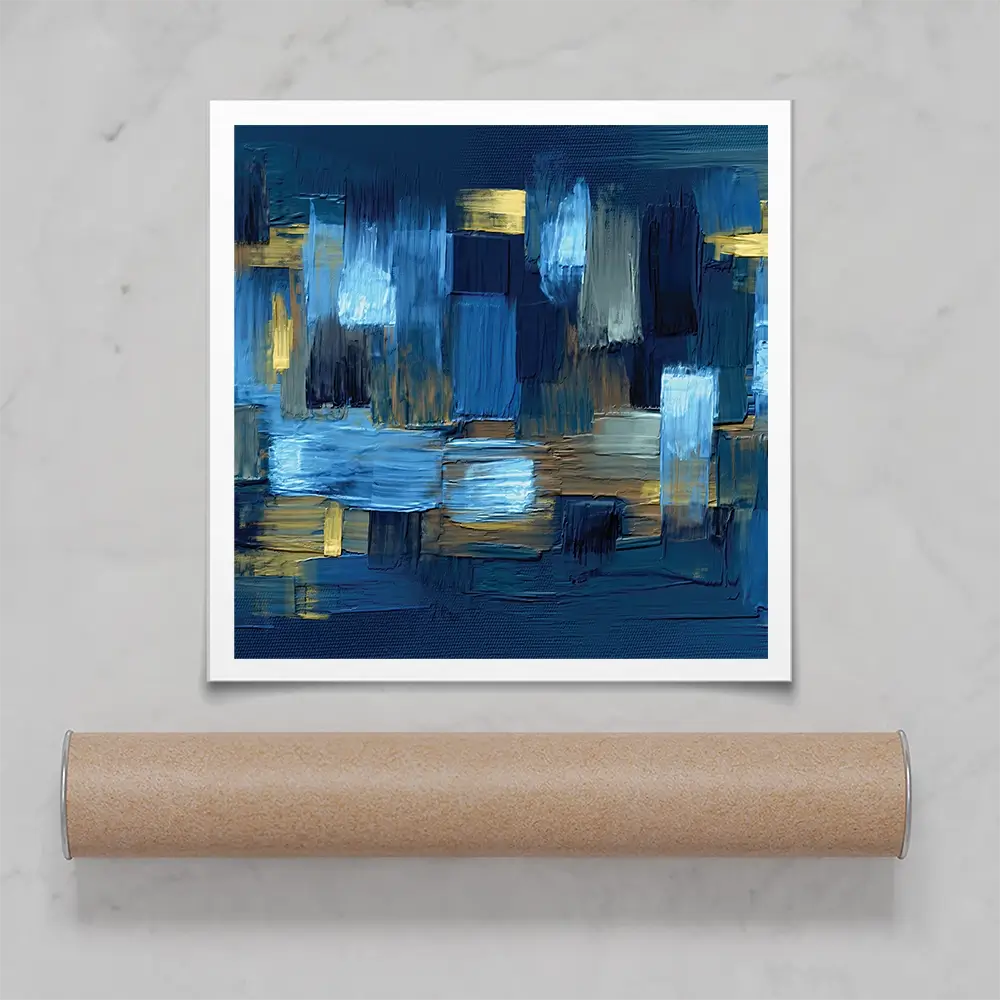 Navy Brush Strokes Square Art Print Navy Brush Strokes Square Art Print wall art product artGALINI at pm.me / Shutterstock