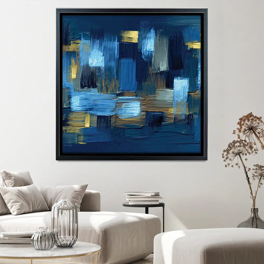 Navy Brush Strokes Square Canvas Print Navy Brush Strokes Square Canvas Print | Navy Canvas Art Print | Navy Art wall art product artGALINI at pm.me / Shutterstock