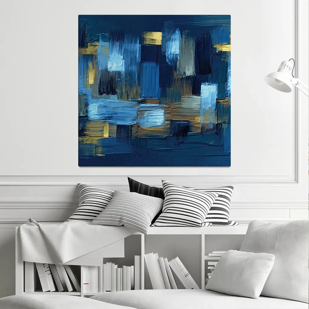 Navy Brush Strokes Square Canvas Print Navy Brush Strokes Square Canvas Print | Navy Canvas Art Print | Navy Art wall art product artGALINI at pm.me / Shutterstock