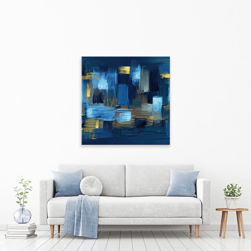 Navy Brush Strokes Square Canvas Print wall art product artGALINI at pm.me / Shutterstock
