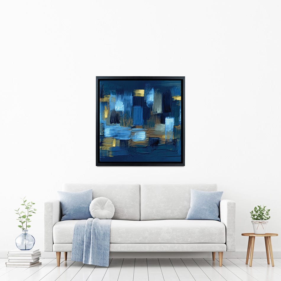 Navy Brush Strokes Square Canvas Print wall art product artGALINI at pm.me / Shutterstock