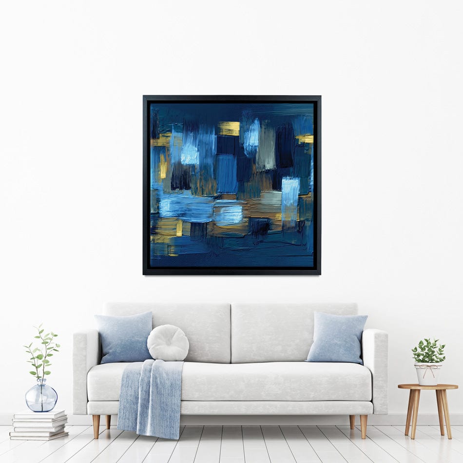 Navy Brush Strokes Square Canvas Print wall art product artGALINI at pm.me / Shutterstock