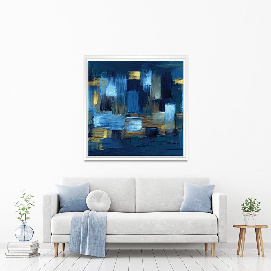 Navy Brush Strokes Square Canvas Print wall art product artGALINI at pm.me / Shutterstock