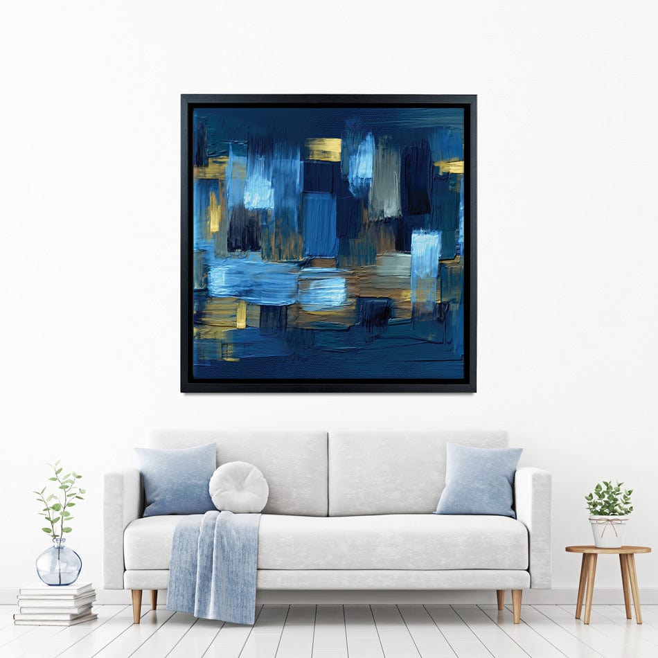 Navy Brush Strokes Square Canvas Print wall art product artGALINI at pm.me / Shutterstock