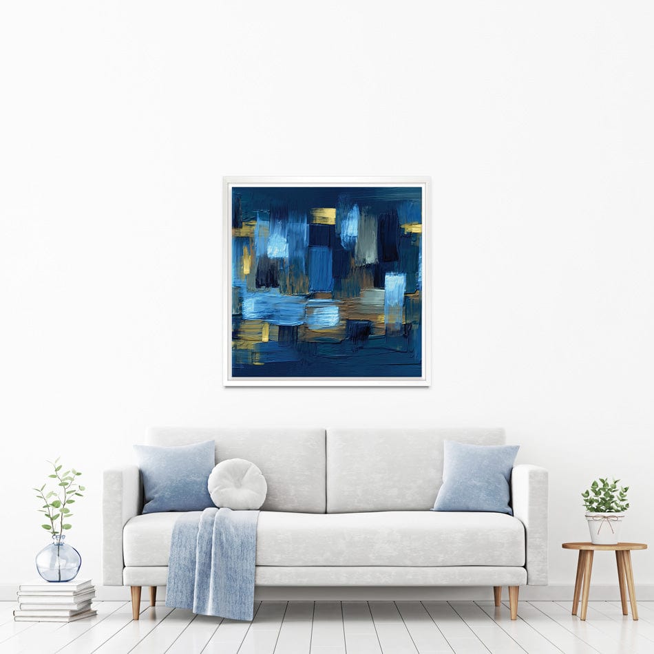 Navy Brush Strokes Square Canvas Print wall art product artGALINI at pm.me / Shutterstock